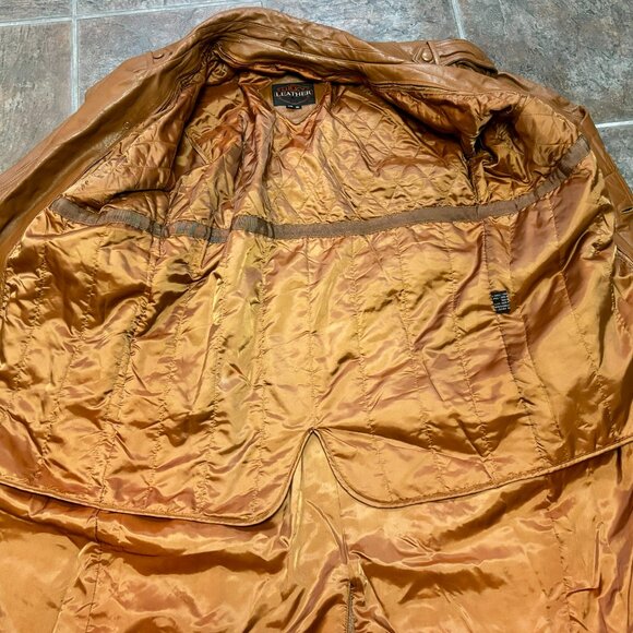 ~~LUCKY LEATHER VINTAGE Men's M UNIQUE Maxi 100% Leather BROWN Coat..VGUC!!!!.. - Picture 6 of 13